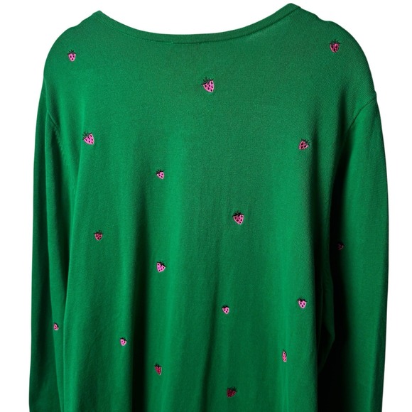 Vintage Quacker Factory Strawberry Embroidered Cardigan Novelty Eclectic XL - Picture 6 of 11